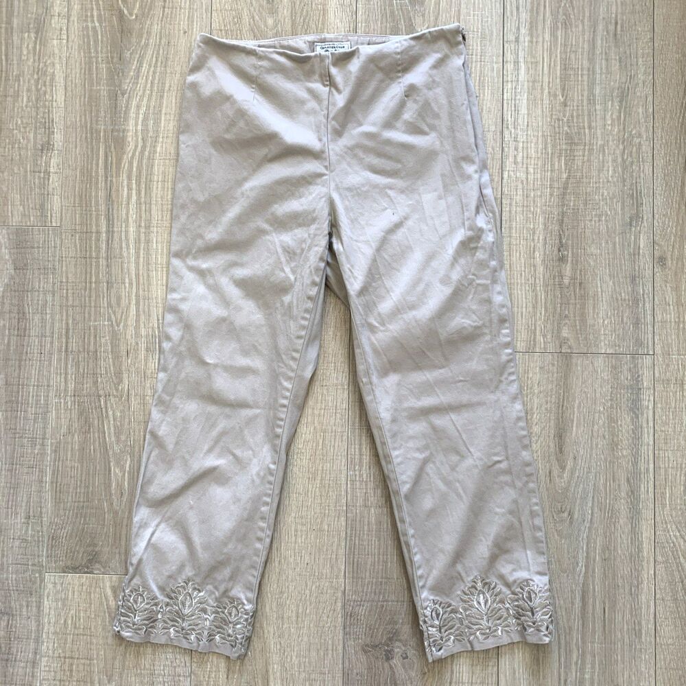 Charter Club Pant Shop Khaki Cropped Embroidered Womens Size 4